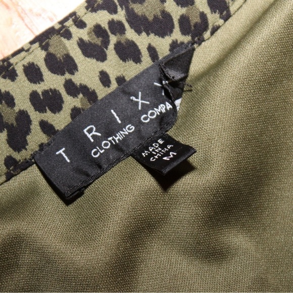 Trixx Green Leopard Dress Women Medium - Picture 2 of 3